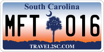 SC license plate MFT016