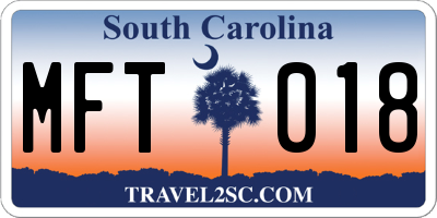 SC license plate MFT018