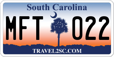 SC license plate MFT022