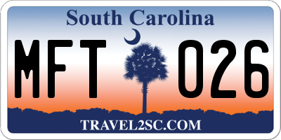 SC license plate MFT026
