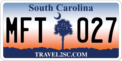 SC license plate MFT027