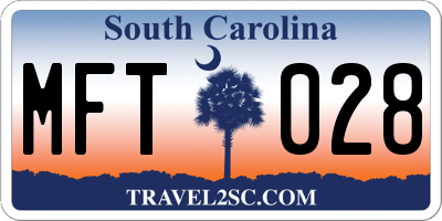 SC license plate MFT028