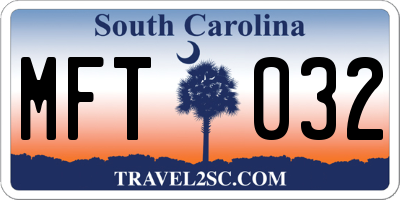 SC license plate MFT032
