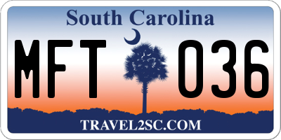 SC license plate MFT036