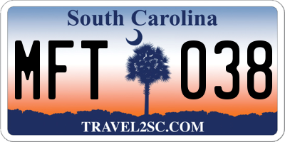 SC license plate MFT038