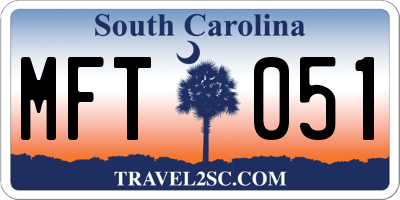 SC license plate MFT051