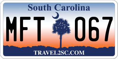 SC license plate MFT067