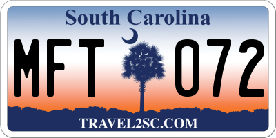 SC license plate MFT072