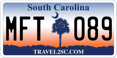 SC license plate MFT089