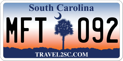 SC license plate MFT092