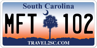 SC license plate MFT102