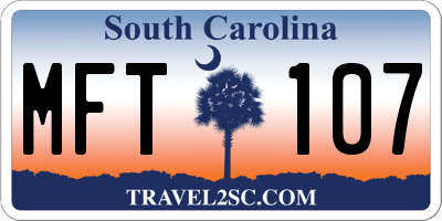 SC license plate MFT107