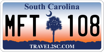 SC license plate MFT108