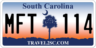 SC license plate MFT114