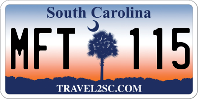 SC license plate MFT115