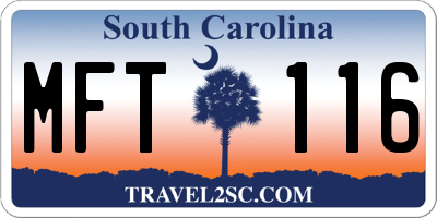 SC license plate MFT116