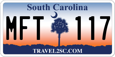 SC license plate MFT117