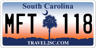 SC license plate MFT118