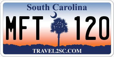 SC license plate MFT120