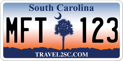 SC license plate MFT123