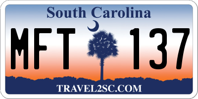 SC license plate MFT137