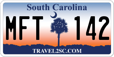 SC license plate MFT142