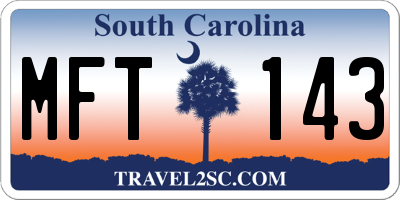 SC license plate MFT143
