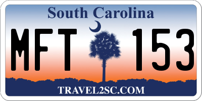 SC license plate MFT153