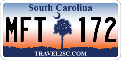 SC license plate MFT172