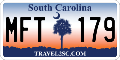 SC license plate MFT179
