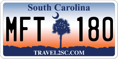 SC license plate MFT180