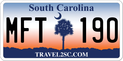 SC license plate MFT190