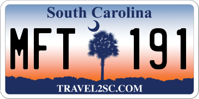SC license plate MFT191