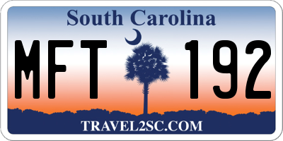 SC license plate MFT192