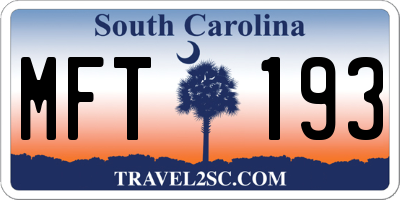 SC license plate MFT193
