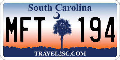 SC license plate MFT194