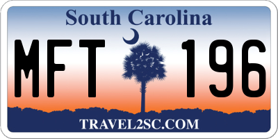 SC license plate MFT196