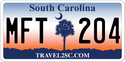 SC license plate MFT204