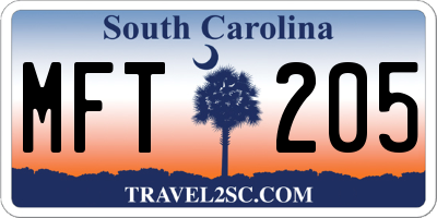 SC license plate MFT205