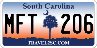SC license plate MFT206