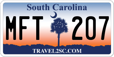 SC license plate MFT207