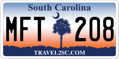 SC license plate MFT208