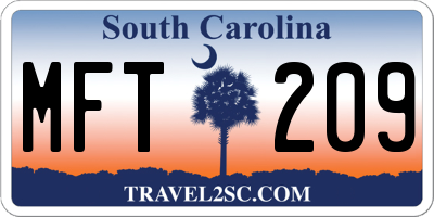 SC license plate MFT209