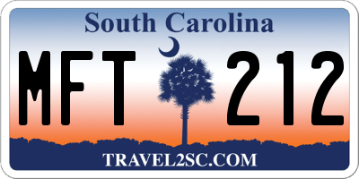 SC license plate MFT212