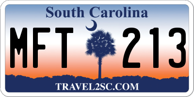 SC license plate MFT213