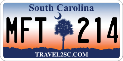 SC license plate MFT214
