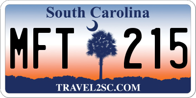 SC license plate MFT215