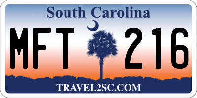 SC license plate MFT216