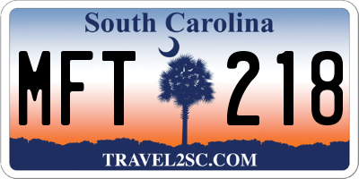 SC license plate MFT218