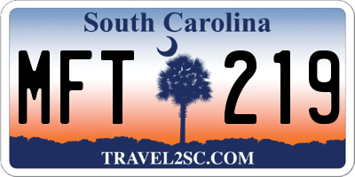 SC license plate MFT219